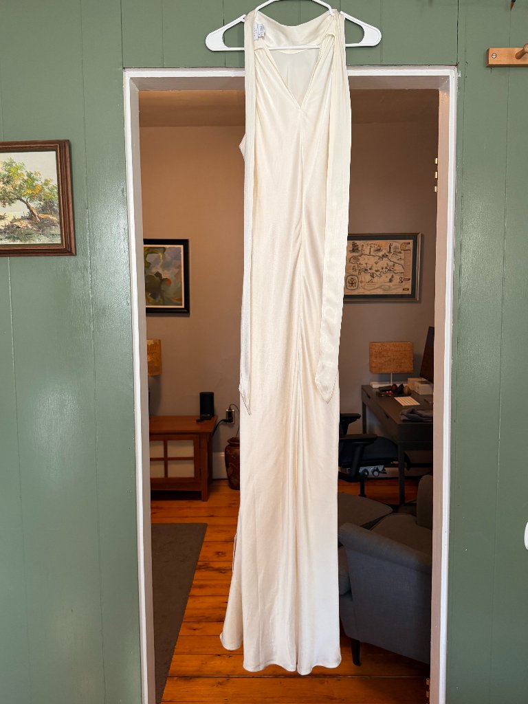 Ghost London Amaia Halter Neck Satin Bridal Maxi Dress Ivory Us 8 — image 5 of 7